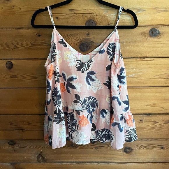 A NEW DAY Floral Pink Layered Tank L Plaid Flower - Picture 4 of 7